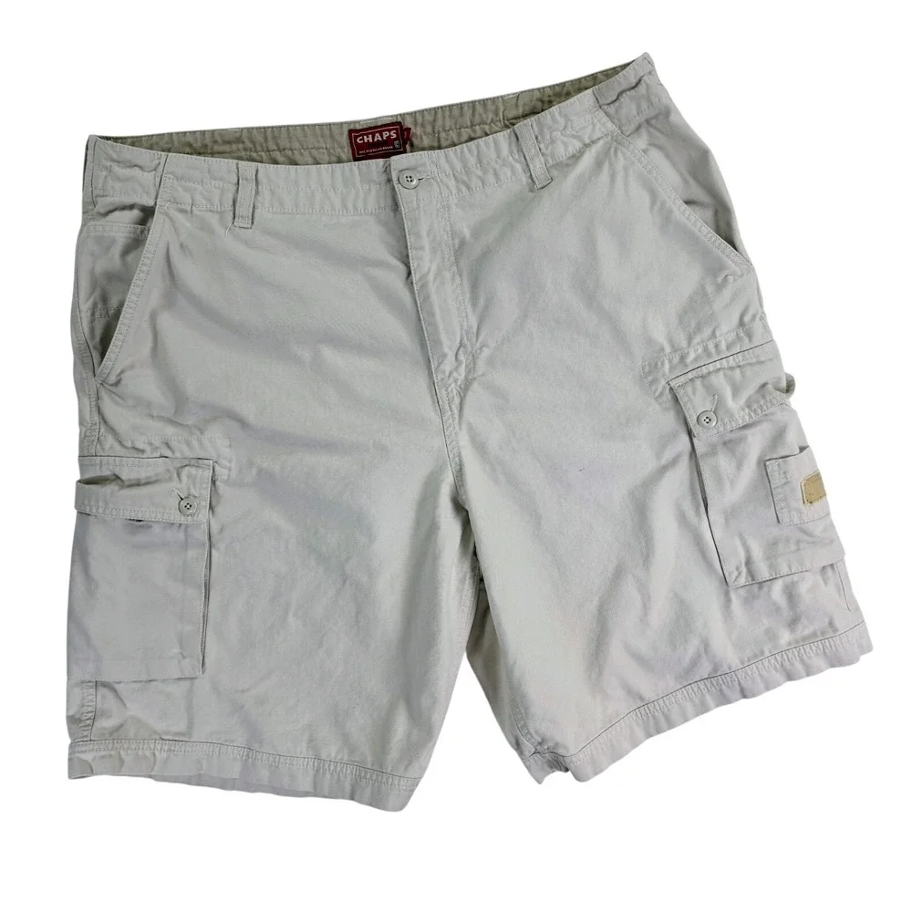 Chaps‎ Mens Rugged Cargo Shorts 40 Multiple Pockets Classic Regular Fit Beige